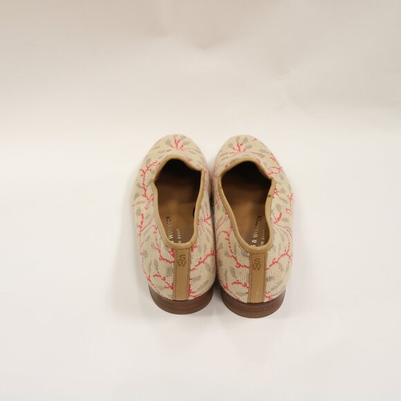 NEW Stubbs & Wootton Size 7 Needlepoint Slipper In Tan, Taupe and Red - Picture 4 of 10